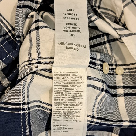 Abercrombie & Fitch Men's Muscle Large Long Sleeve Button Down Plaid Shirt - Picture 8 of 14